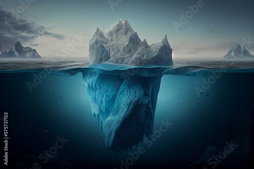 iceberg underwater risk, dark hidden .generative ai