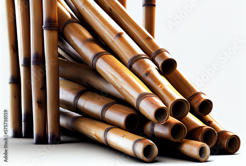 stack of bamboo poles  building supplies  generative ai
