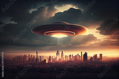 ufo over city.generative ai