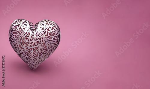 metallic heart on a pink background