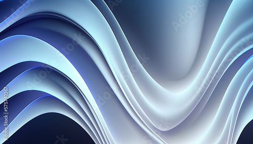 White blue abstract Wavy Satin glass Background with Neon Lighting highlights and reflections - Generative AI