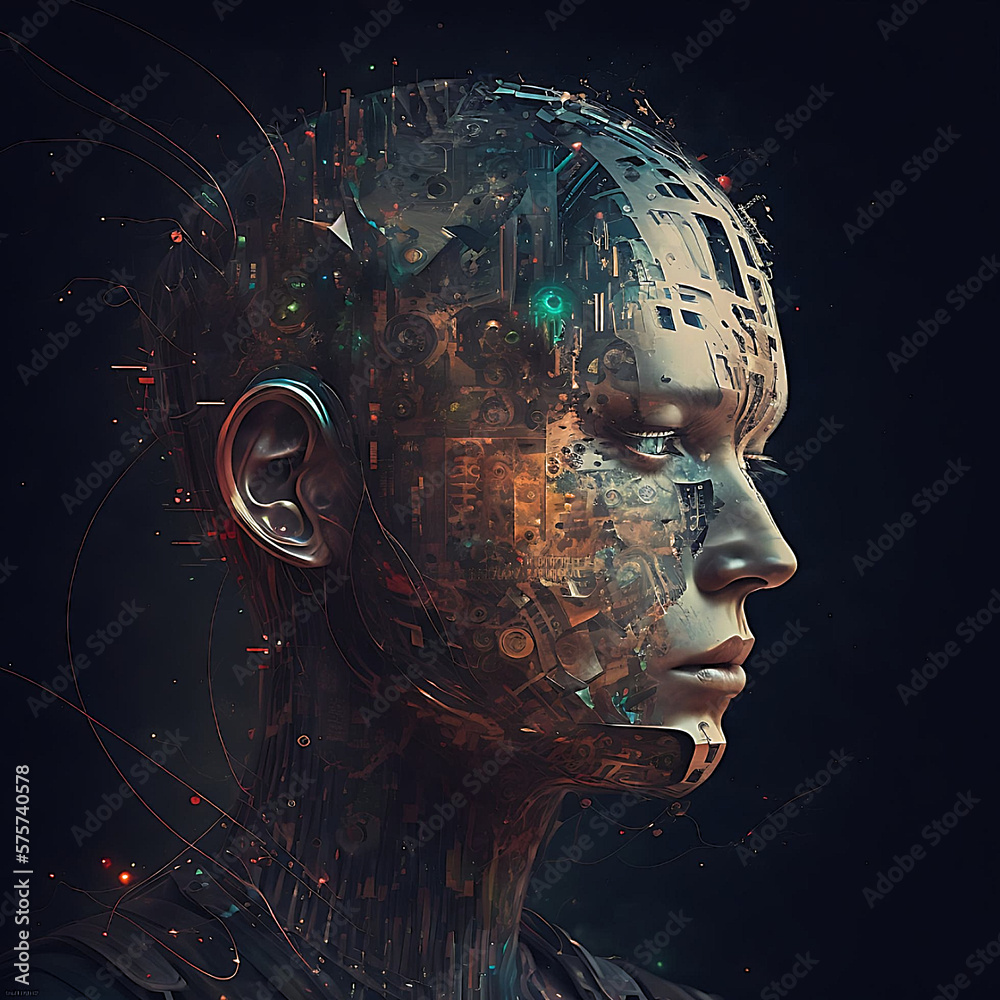 Obraz premium Cyber Woman created with Generative AI