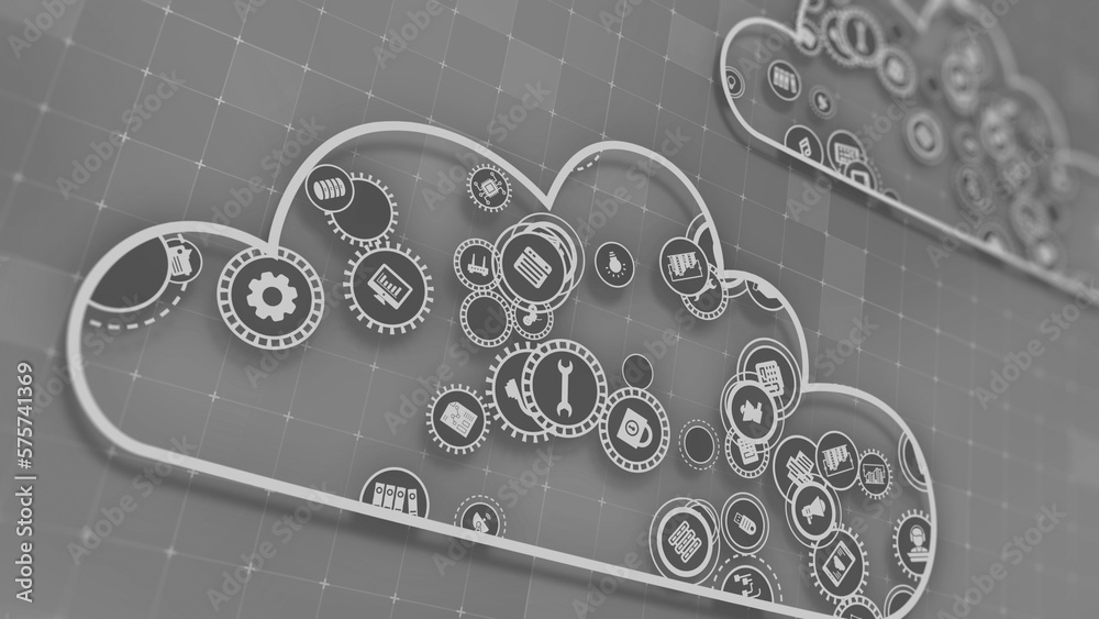 Fototapeta premium 3D rendering the concept of cloud technologies and server data processing