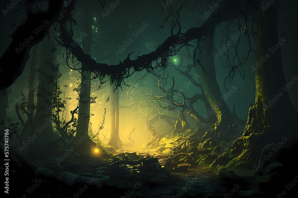 Fototapeta premium Beautiful fantasy forest, Generative AI