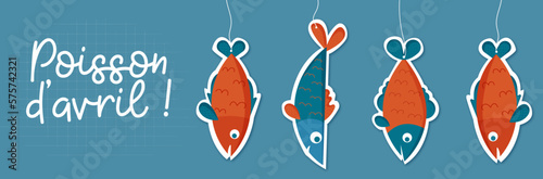 Bannière Poisson d'avril - Titre et illustrations de poissons pour le premier avril  photo