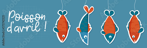 Bannière Poisson d'avril - Titre et illustrations de poissons pour le premier avril 