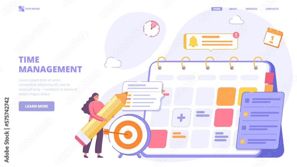 Schedule management, list of tasks online, time planning, checklist ...