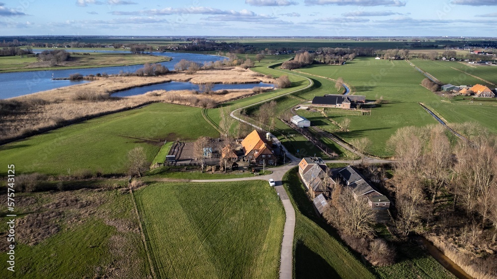 Naklejka premium Dutch countryside on the river IJssel