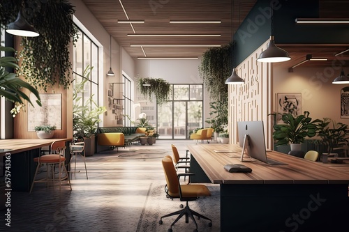 eco-friendly coworking office. Photo generative AI