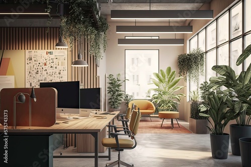 eco-friendly coworking office. Photo generative AI