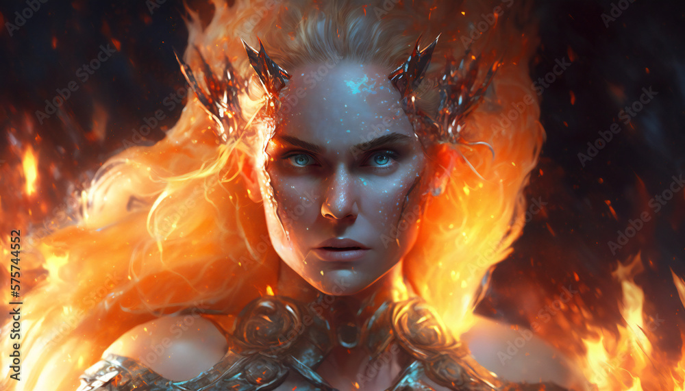 Freyja the god of love, sex, and fertility - in fire - German gods - Mythologies - Generative AI
Freyja the god of love, sex, and fertility - in fire - German gods - Mythologies - Generative AI
