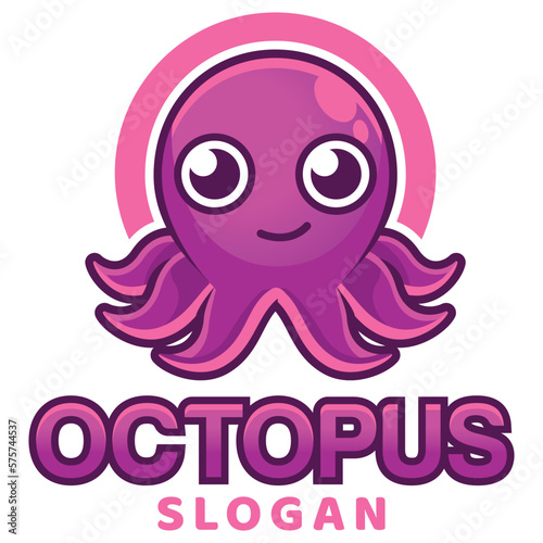 Modern flat design simple minimalist cute squid octopus logo icon design template vector with modern illustration concept style for restaurant, product, label, brand, cafe, badge, emblem
