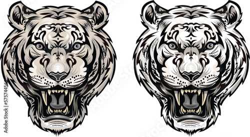 Tiger Face Black and White Tattoo