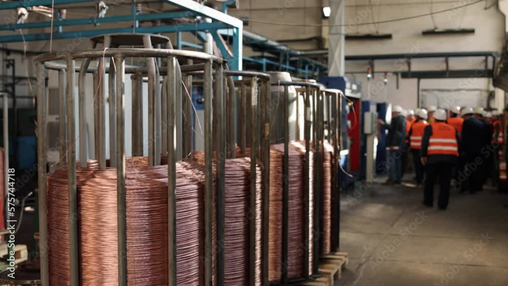 cable reels, welding wire, Copper wiring. Industrial facility produces