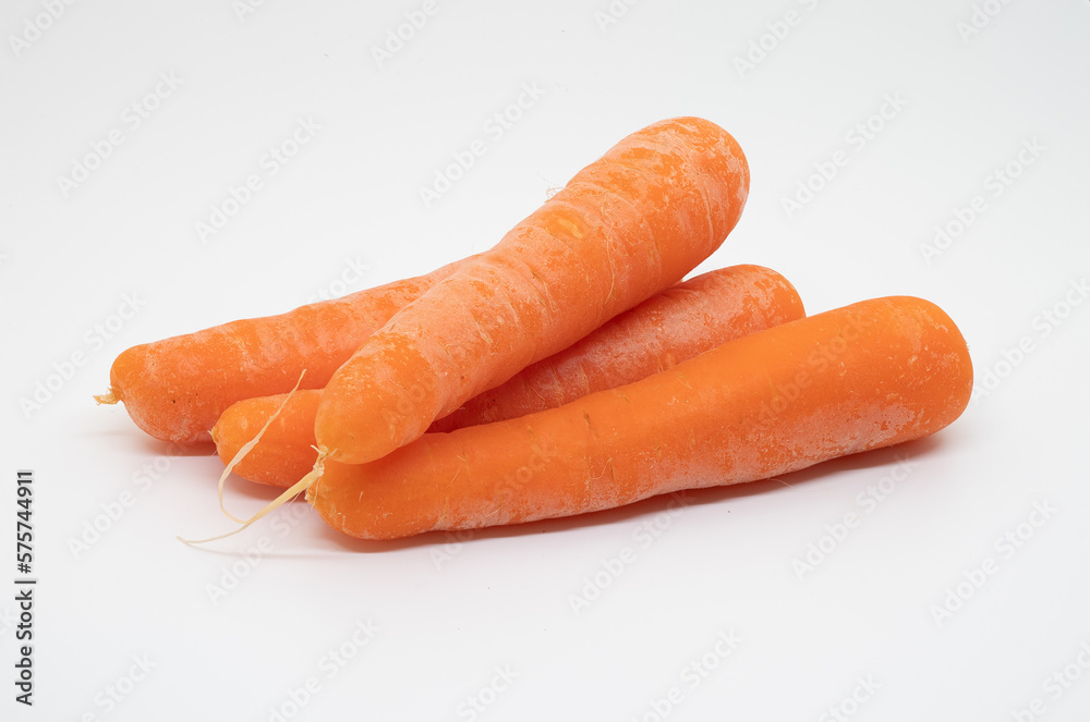 Raw carrots isolated on white background Raw carrots isolated on white background