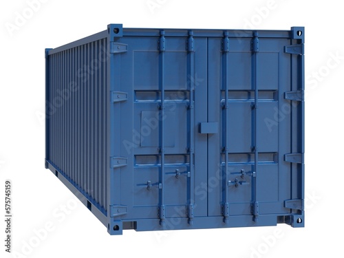 Shipping Cargo Container Twenty Feet  for Logistics and Transportation on White Background