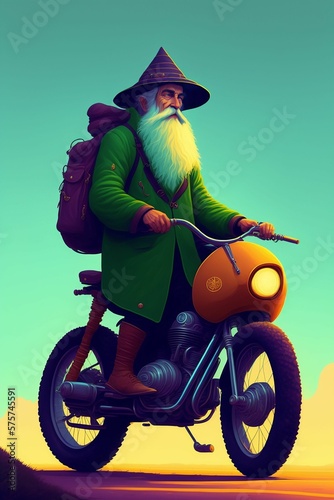 St Patrick saint Simon riding on stalenhag motorcycle  photo
