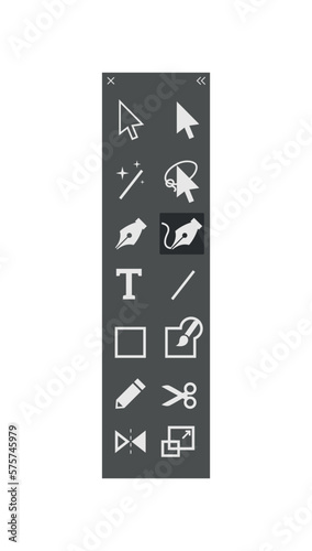 vector illustration. toolbar in the program. technologies. Graphic Designer. icon. symbol or sign. tool, tools. interface. process photo