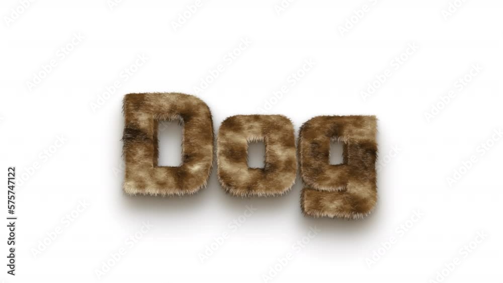 DOG FUR TEXT WITH WIND ANIMATION ON WHITE BACKGROUND DOG FUR TEXT WITH WIND ANIMATION ON WHITE BACKGROUND