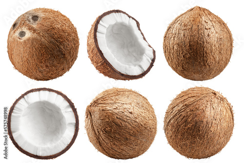 coconut, isolated on white background, full depth of field photo