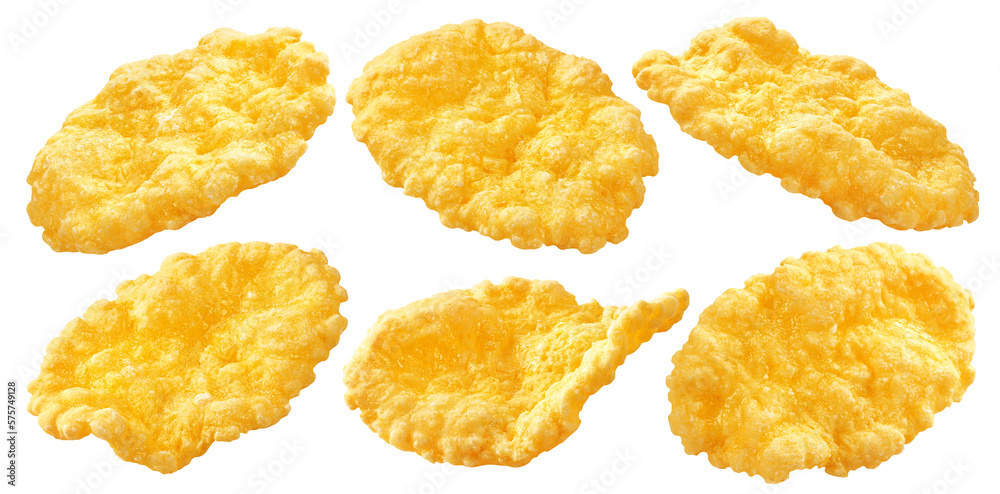 Corn Flakes isolated on white background, clipping path, full depth of field Corn Flakes isolated on white background, clipping path, full depth of field