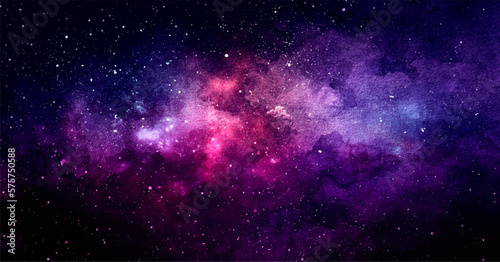 Vector cosmic illustration. Beautiful colorful space background. Watercolor Cosmos