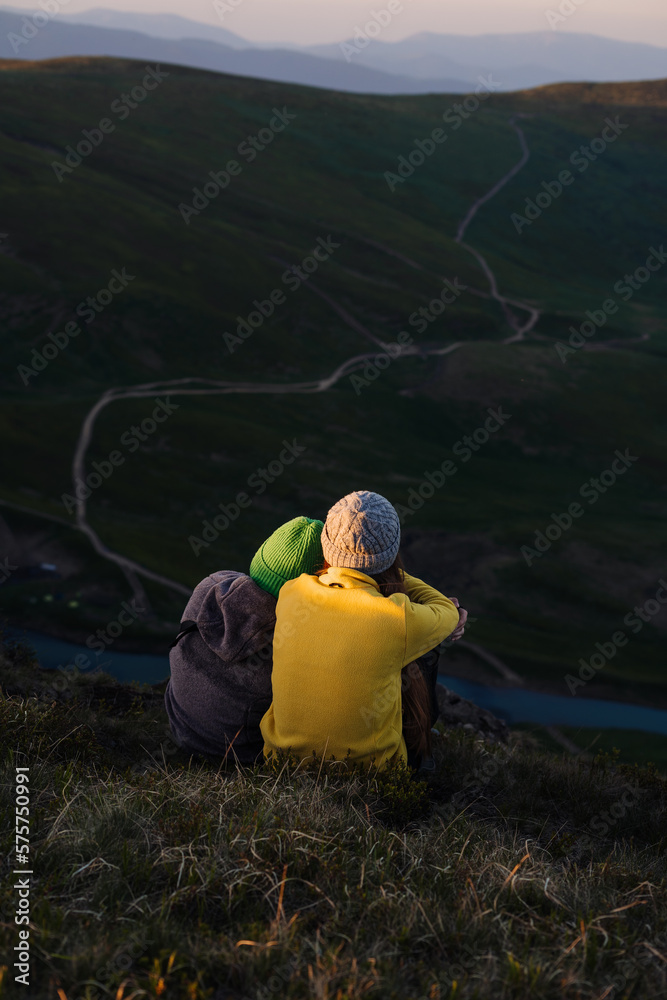 Fototapeta premium People are looking at beautiful mountain view