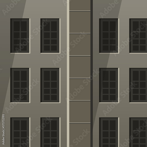 Fragment of an art-deco building facade. Vector Illustration