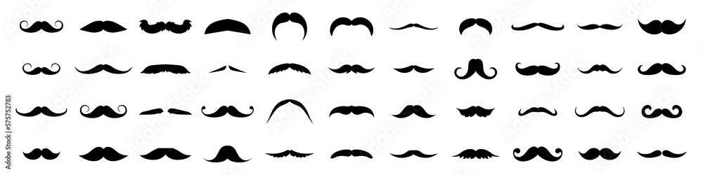 mustache collection set vector. Different mustache collection. Vector illustration. Black Hipster Mustache Icon Set. Vector Illustration isolated on white background. Black mustache vector shape icon.