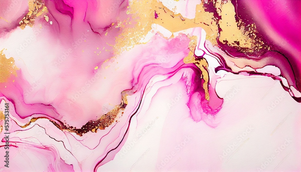 Pink gold abstract background of marble liquid ink art painting on ...