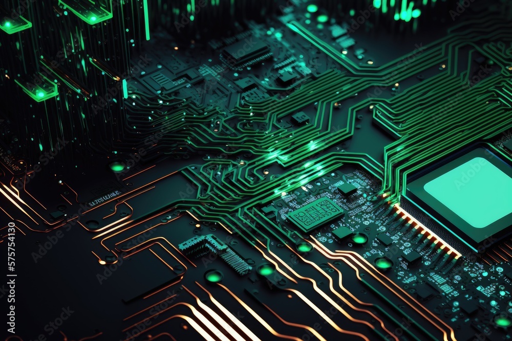 Fototapeta premium Abstract Electronic Circuit Board Background. Generative AI.