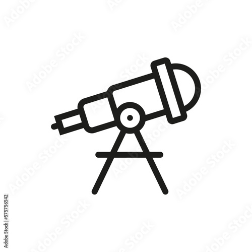 Telescope vector icon. Flat black telescope icon.