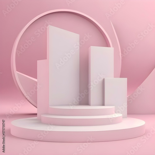 Pedestal Display on Pink Background with Ring and Success Concept