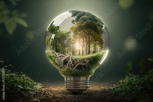  Light Bulb in the Forest - AI Generated