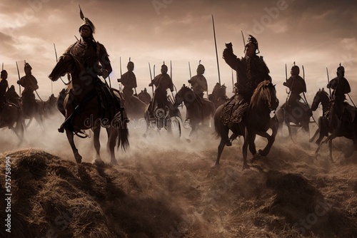 Vászonkép Mongolian army led by Genghis Khan