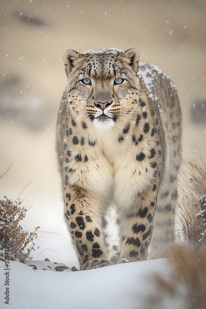 Fototapeta premium The Elusive Beauty of the Snow Leopard