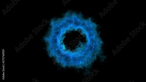 Magic portal Swirling vortex of smoke and blue energy owith alpha. 4k animation of a magic portal opening, with abstract textures and patterns in the background.