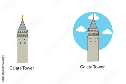 Galata Tower drawn in a simple sketch style