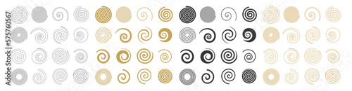 Set of simple spirals. Swirl motion twisting circles design element set isolated vector icons