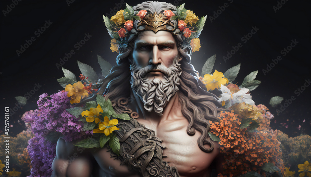 Freyr the god of male virility and good weather  - Flowers - German gods - Mythologies - Generative AI