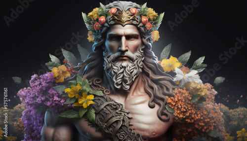 Freyr the god of male virility and good weather  - Flowers - German gods - Mythologies - Generative AI photo