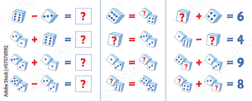 Math puzzle. Educational game for children. Choose correct answer. Funny vector illustration. Isolated on white background
