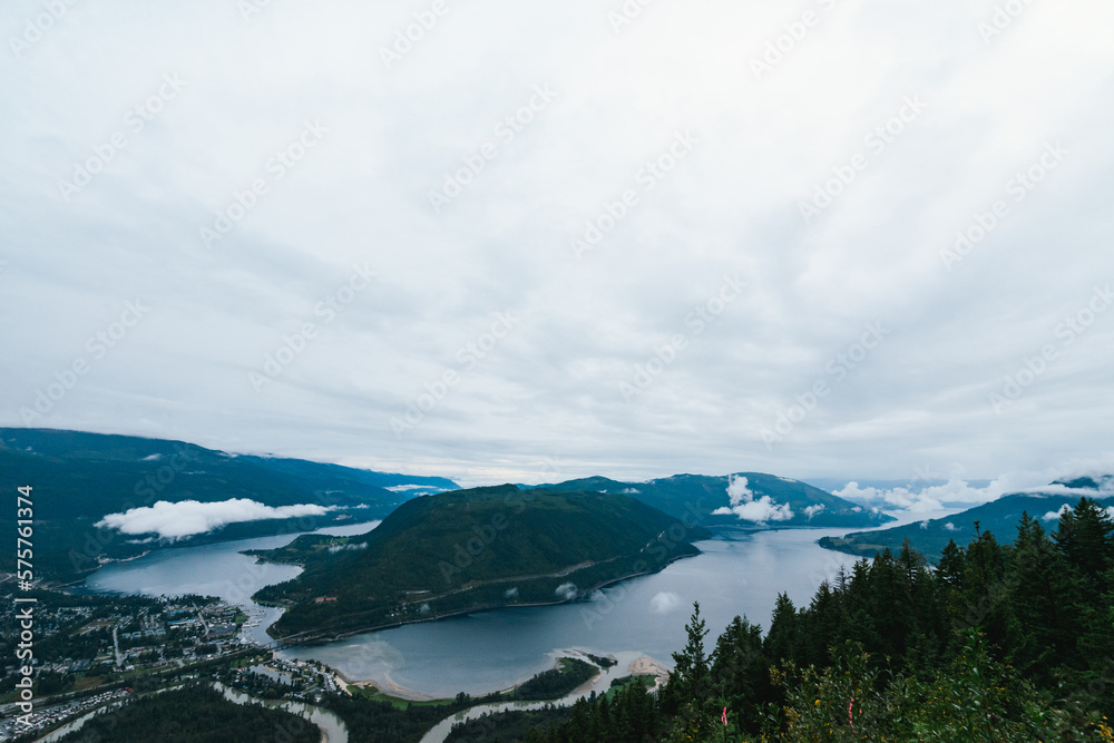 Sicamous Lookout on a cloudy autumn day in Canada