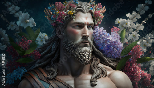 Freyr the god of male virility and good weather - Flowers - German gods - Mythologies - Generative AI