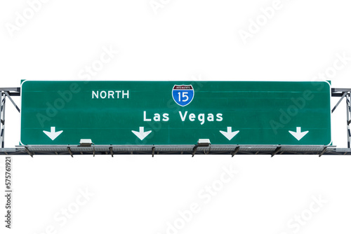 Las Vegas Interstate 15 freeway sign with cut out background.
