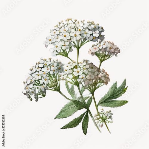 About Watercolor Yarrow Top 100 Flower Floral Clipart  Isolated on White Background.