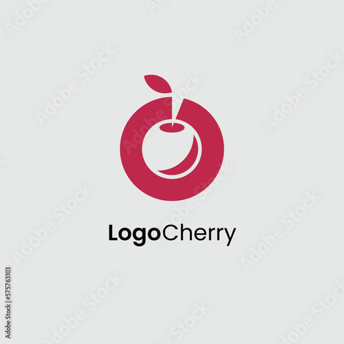 Cherry Logo with Letter O; Fresh Fruid Logo Template 