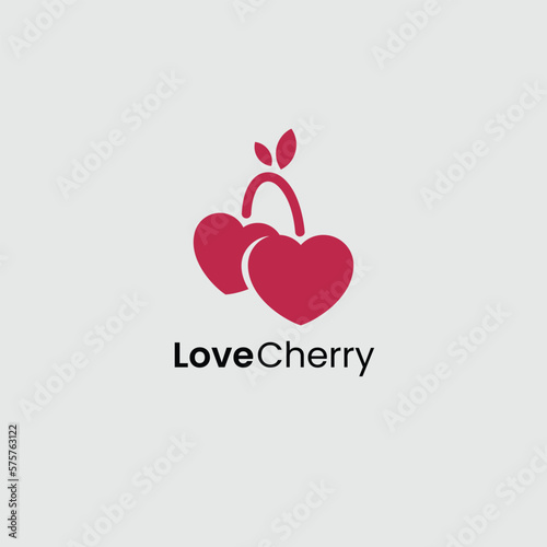 Love and Cherry Logo; Fresh Fruit logo template