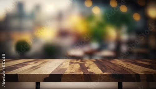 Empty wood table top banner mock up abstract background - can used for display or montage your products. Generative ai