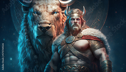 Freyr the god of male virility and good weather - German gods - Mythologies - Generative AI